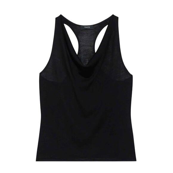 Theory Cowl Racerback Washable Silk Tank Top Black Size Medium Minimalist - Picture 6 of 11
